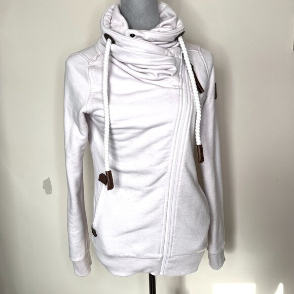 Wanakome Sweatshirt Size XS Pink Wide Collar High Neck Jacket Zip Up Warm Winter - Picture 3 of 15